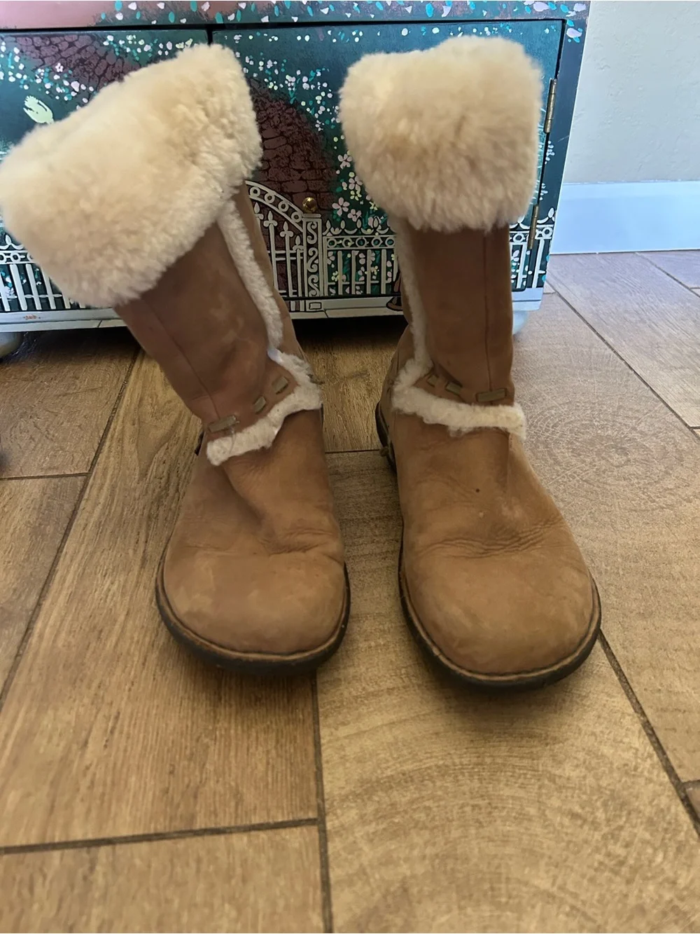UGG Tan Shearling-Trim Winter Boots